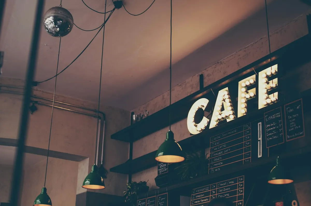 A cup of coffee on a café table