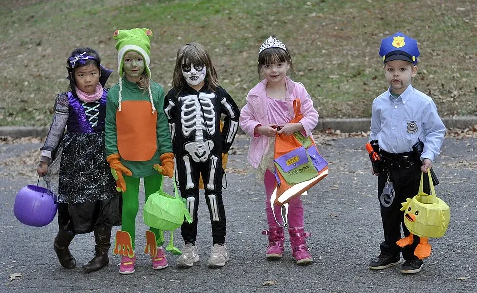 Children wearing Halloween costumes in Virginia