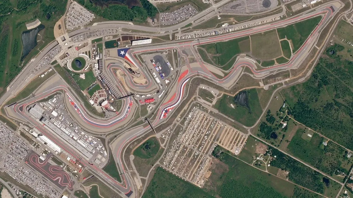 Satellite view of the Circuit of the Americas track and its surrounding grounds