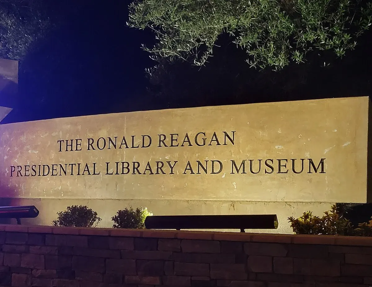 Entrance sign for the Ronald Reagan Presidential Library in Simi Valley