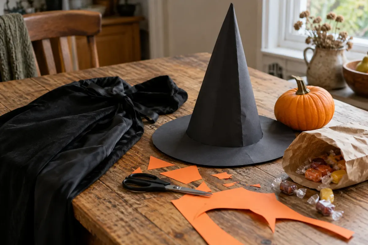 Halloween pumpkins and simple seasonal decorations outside a home