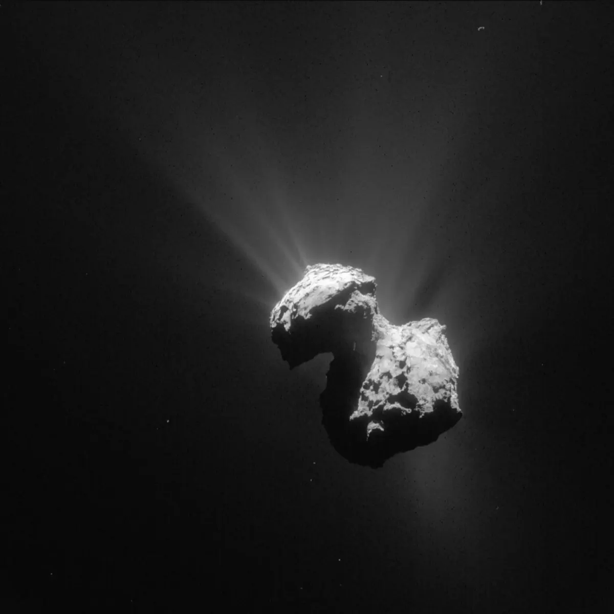 Comet 67P photographed by Rosetta's navigation camera on July 7, 2015