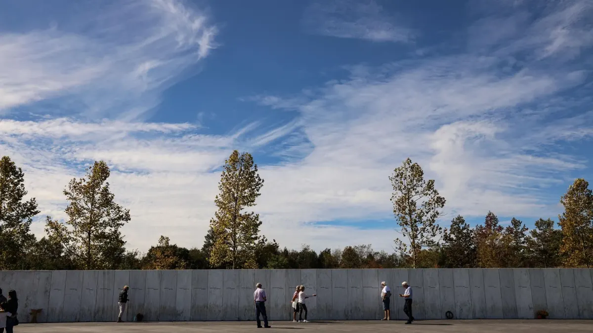 Visitors at the Wall of Names at Flight 93 National Memorial in Pennsylvania