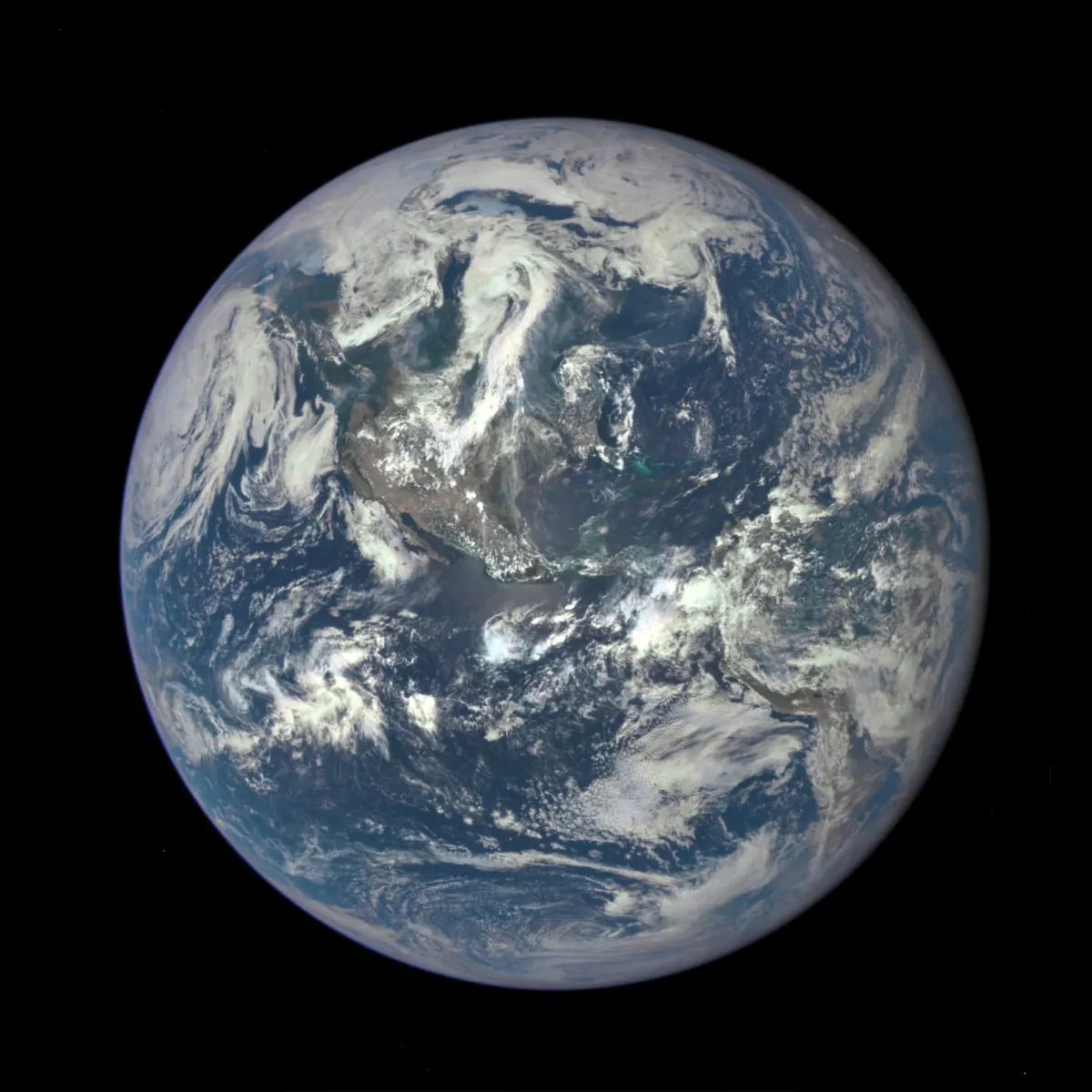 The sunlit Americas in NASA's July 6, 2015 DSCOVR EPIC photograph of Earth